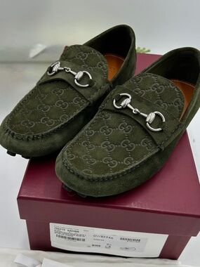 Men’s Gucci Jordy Guccissima Suede Driver Loafers     Size 9.5/fits 10 US